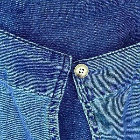 Wilfred Free | Aritzia Blue Chambray Flowy Cropped Tank Top Size Large - Picture 4 of 5